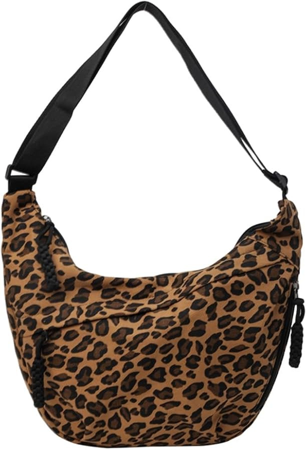 Crescent Crossbody for Women, Fashion Leopard Shoulder Nylon Luna Dumpling Moon Hobo Bag | Amazon (US)