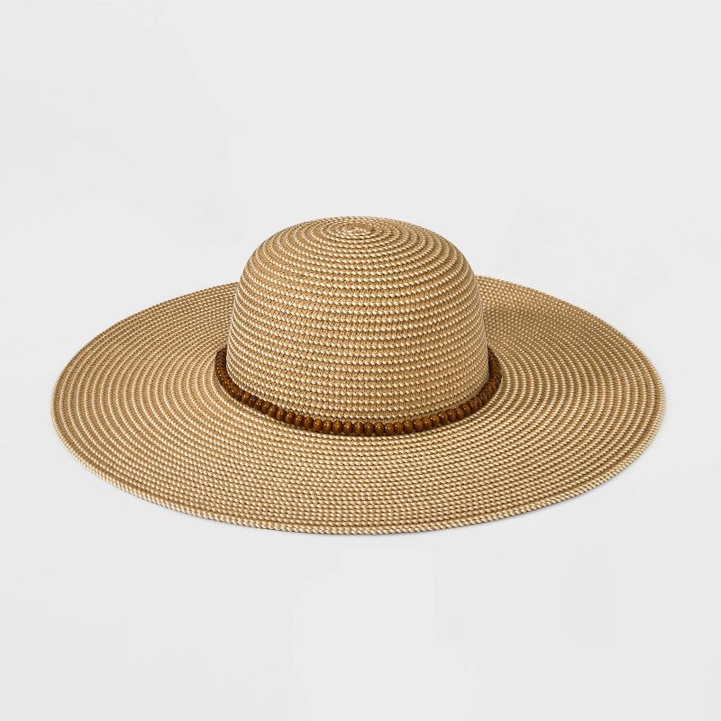 Women's Wide Brim Straw with Beads Floppy Hat - A New Day™ | Target