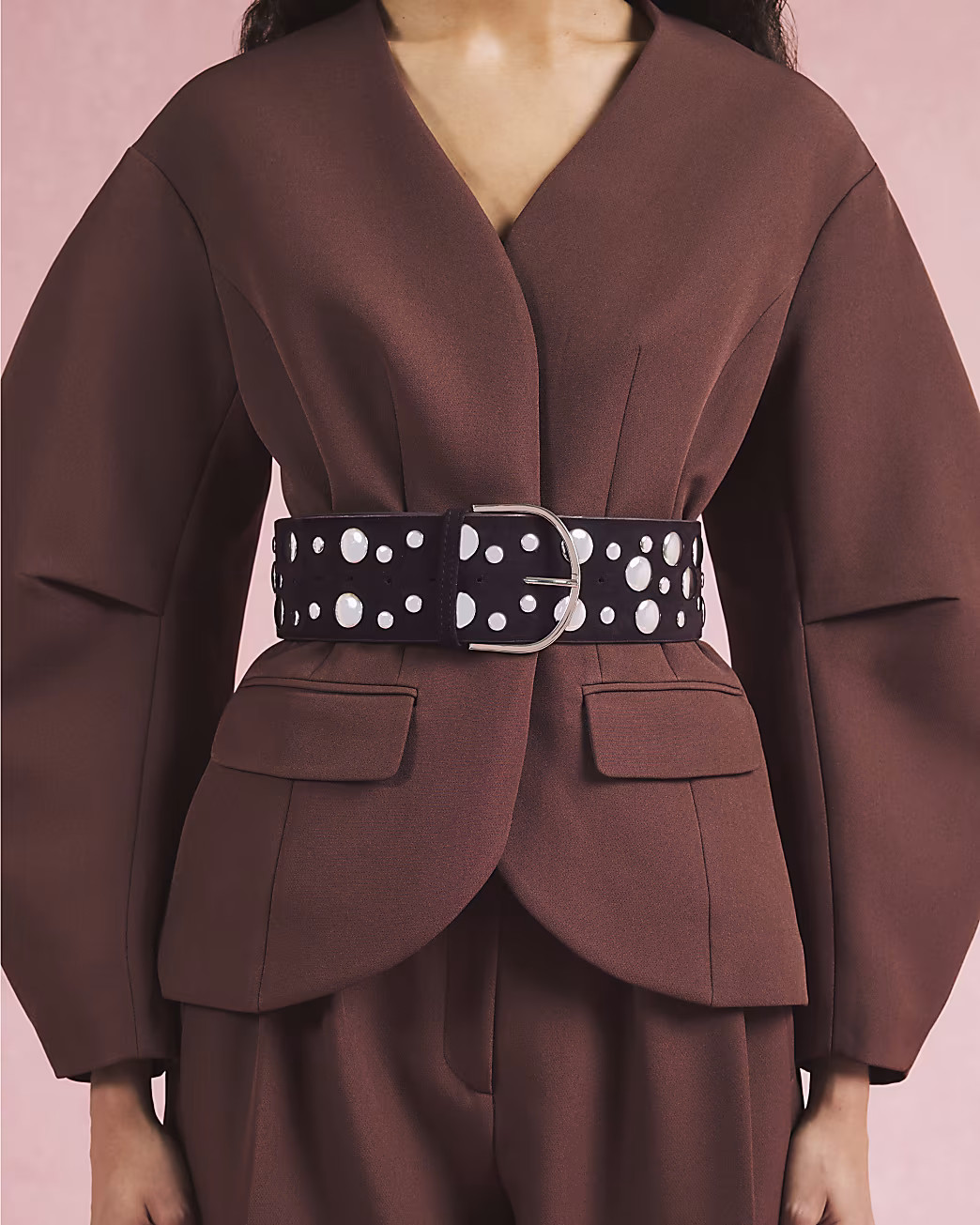 Red Faux Suede Studded Waist Belt | River Island UK & IE