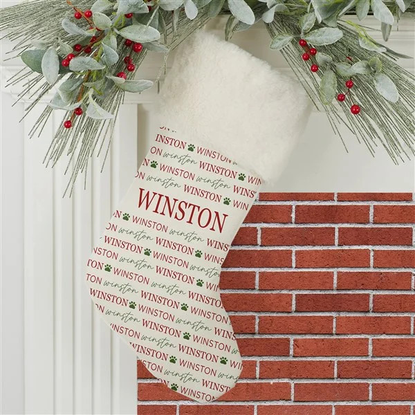 Personalized Pet Christmas Stockings - Pawfect Pet - Ivory Faux Fur | Personalization Mall