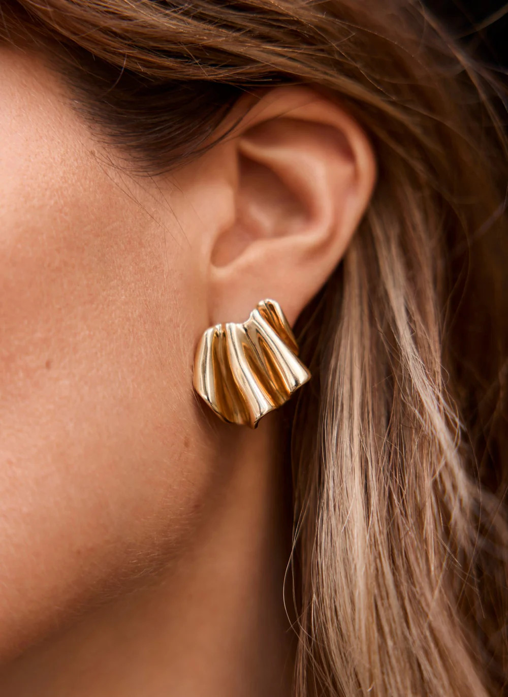 Gold Plated Wave Earrings | Mint Velvet