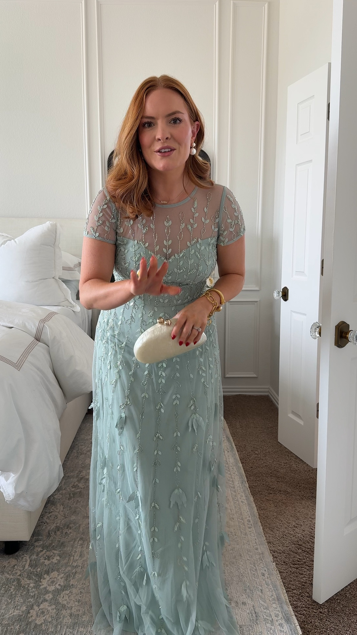 This sage green embroidered spring wedding guest dress is perfect for garden weddings, outdoor ceremonies, and formal spring celebrations. The delicate embroidery and sheer neckline details make it feel romantic and elevated without being over the top.

If you’re looking for a long formal wedding guest dress that feels timeless and elegant, this one is stunning in person.

Sizing: I’m wearing a size 8 and it fits true to size with a structured but comfortable bodice. Full-length maxi with great movement.

Spring wedding guest dress, sage green formal dress, embroidered maxi dress, outdoor wedding guest outfit

#LTKWedding #LTKWorkwear #LTKValentine