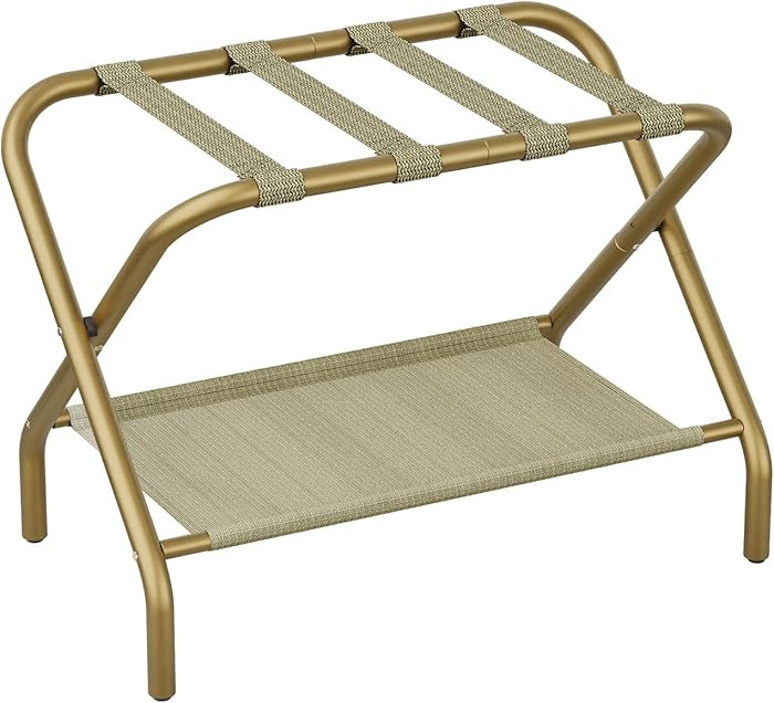 Smart FENDEE Luggage Rack for Guest Room, Folding Suitcase Stand with Shoe Shelf, Easy Assembly, ... | Amazon (US)