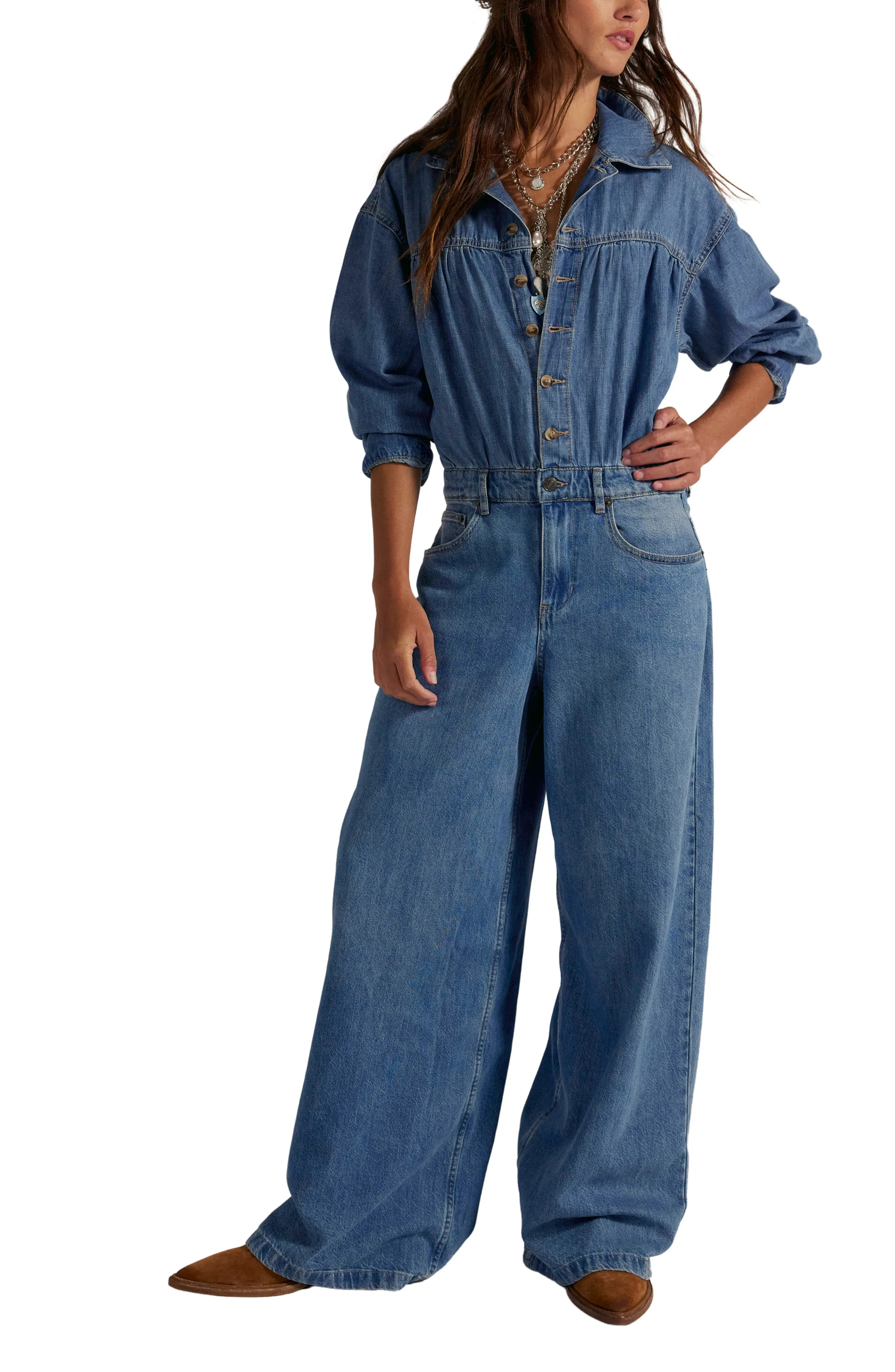 Carpe Diem Long Sleeve Denim Jumpsuit (Women) | Nordstromrack | Nordstrom Rack