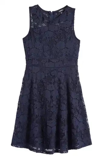 Kids' Metallic Stripe Flutter Sleeve Fit & Flare Dress | Nordstrom