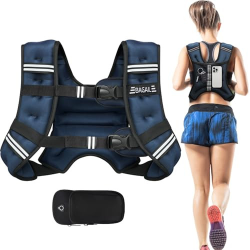 BAGAIL Weighted Vest, 5lb/8lb/10lb/12lb/15lb/20lb/25lb/30lb Weight Vest for Walking & Weight Loss, Reflective Rucking Vest with Phone Pouch for Women & Men, Home Gym & Outdoor Training | Amazon (US)