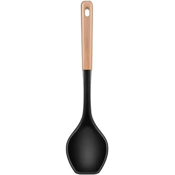 Large Cooking Spoons. 12.5" Heat Resistant Silicone Serving Spoon, Nonstick Kitchen Utensils Wood... | Amazon (US)