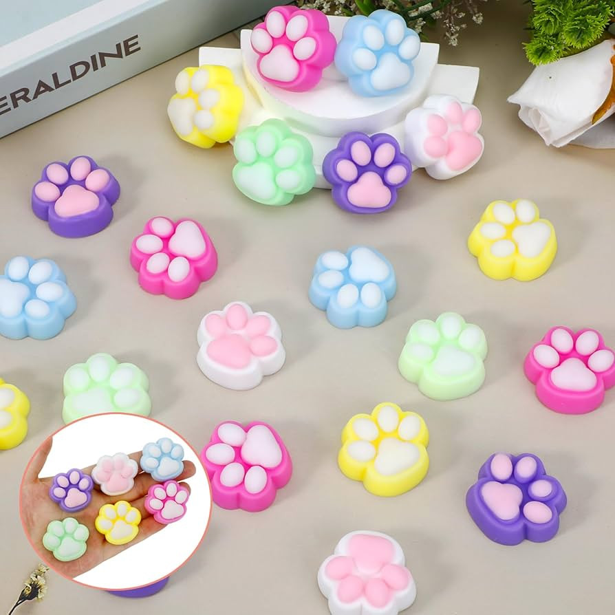 24 pcs Squishies, Mini Cat Paw Squishy Squeeze Toys Party Favors for Kids 4-8 8-12 Goodie Bag Tre... | Amazon (US)