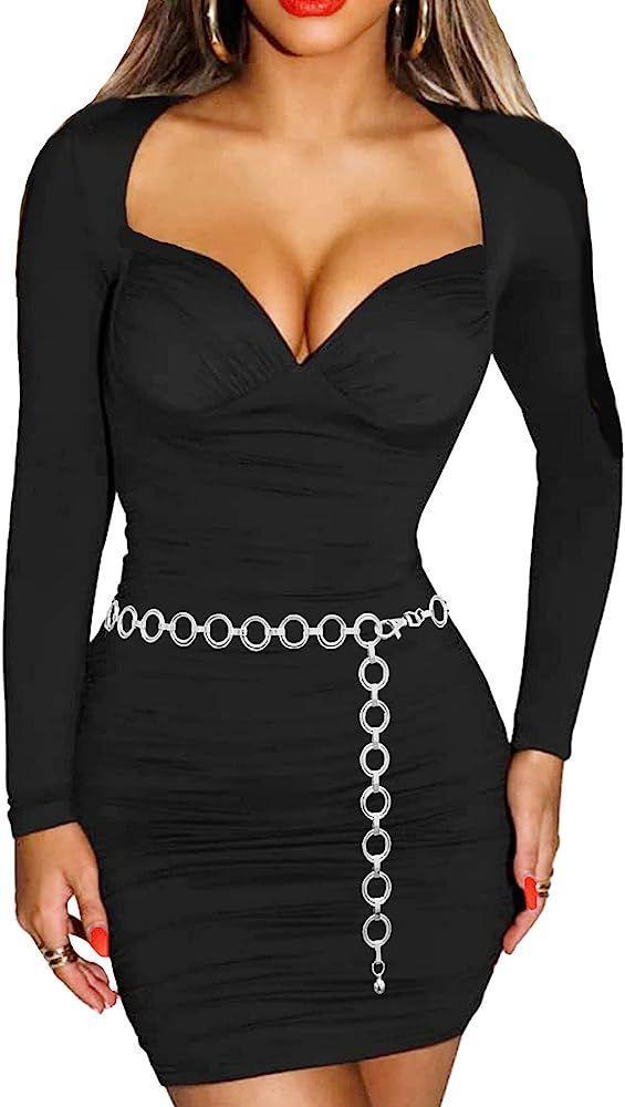 Women's Textured Double O Ring Extra Long Adjustable Fashion Waist Body Chain Belt | Amazon (US)