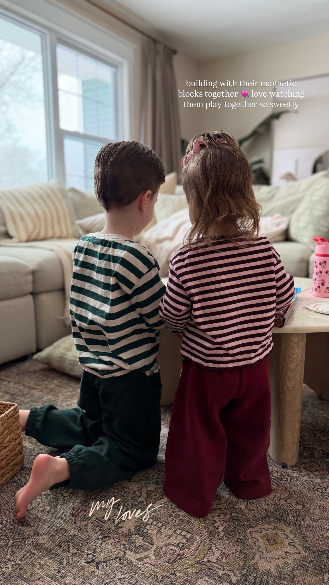 building with their magnetic blocks together 💘 love watching them play together so sweetly