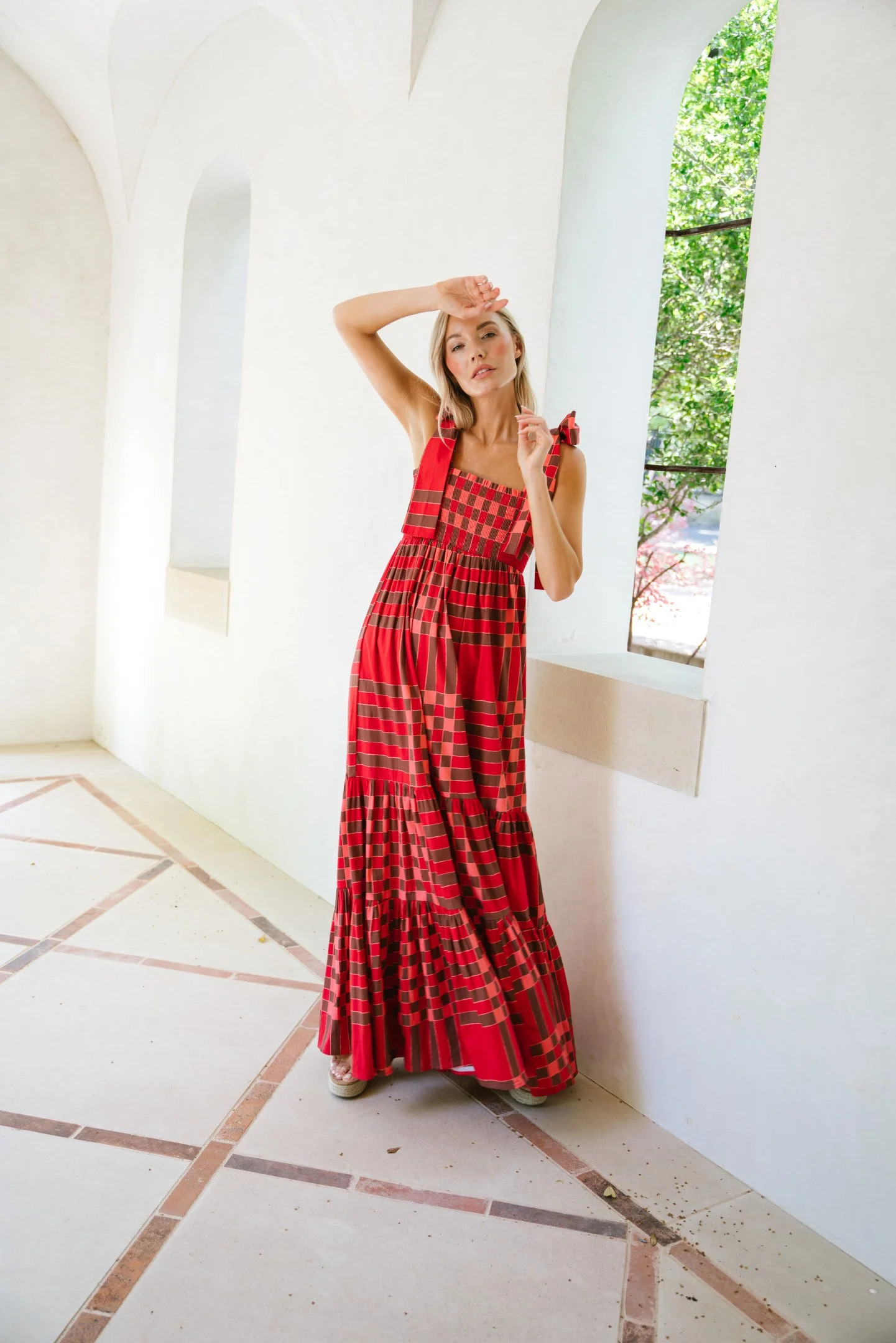 Kelly Dress in Red + Aubergine Gingham | Sheridan French