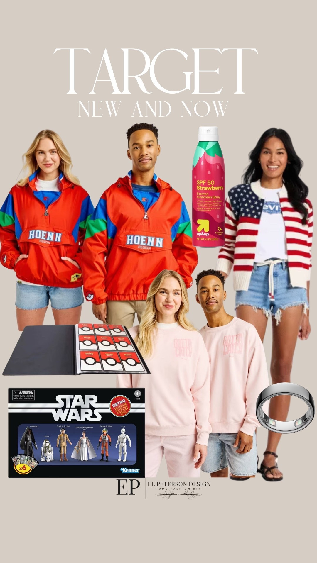 Target
New and Now
Jacket
Sweater
Ring
Lego 
Sunscreen