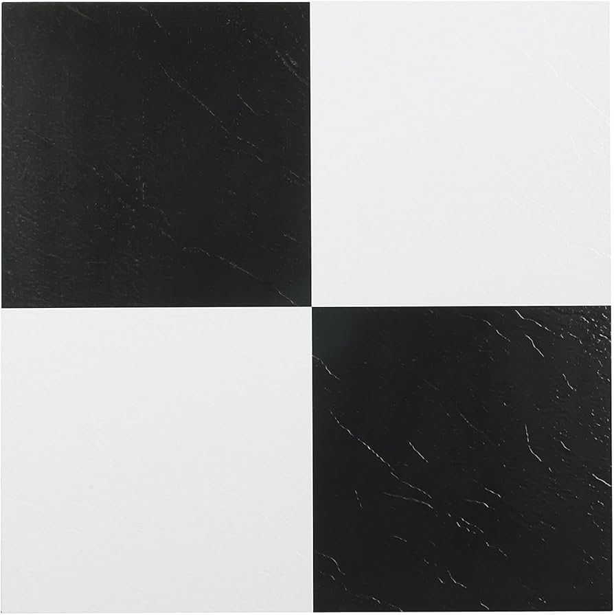 Achim Home Furnishings FTVSO10320 Nexus 12-Inch Vinyl Tile, Solid Black and White, Pack of 20 | Amazon (US)