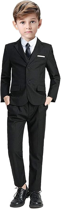 Gent M Boys Suits 5 Pieces Slim Fit Blazer Pants Black Blue Outfit Suit for Wedding | Amazon (US)