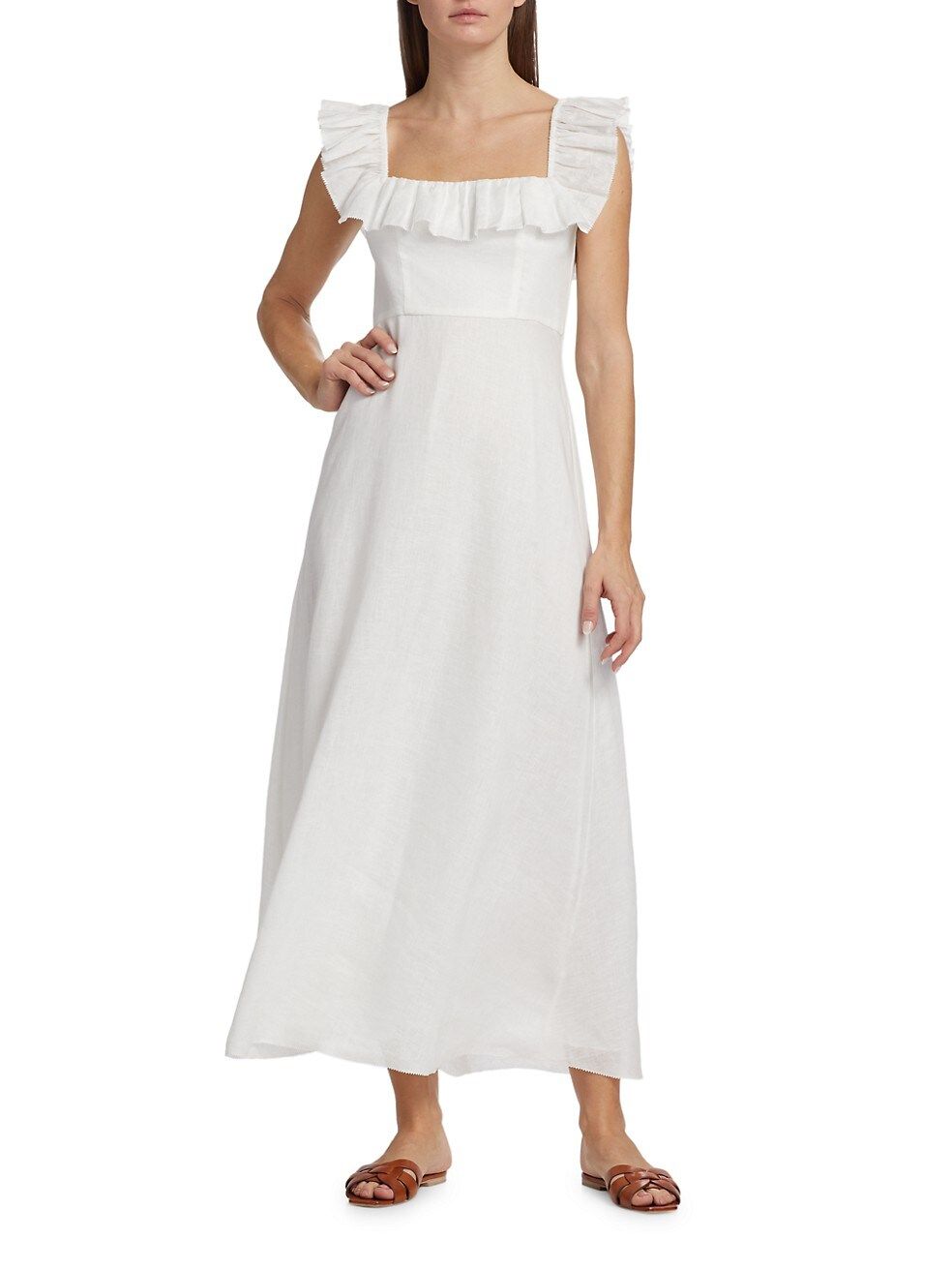 Cira Linen Ruffled Maxi Dress | Saks Fifth Avenue