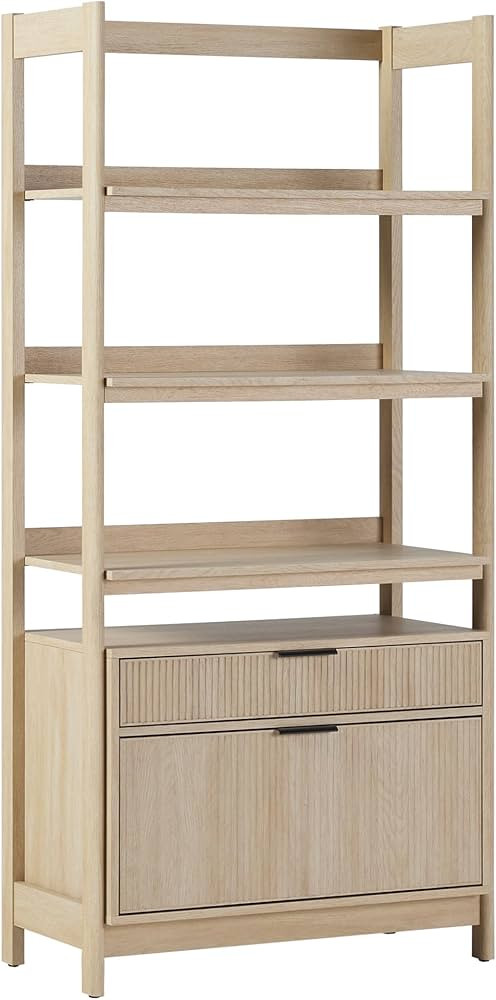 Walker Edison Transitional Open Reeded 4-Shelf Bookshelf with Drawers on Bottom, Versatile Bookca... | Amazon (US)