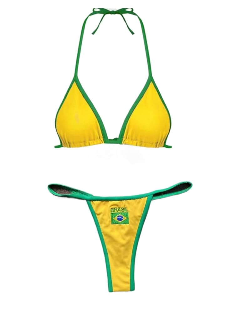 Brazil Mexico Jersey Y2k Halter Bikini Sets Cute 2 Piece Sexy Swimsuit Beach Sets Women Summer | Amazon (US)