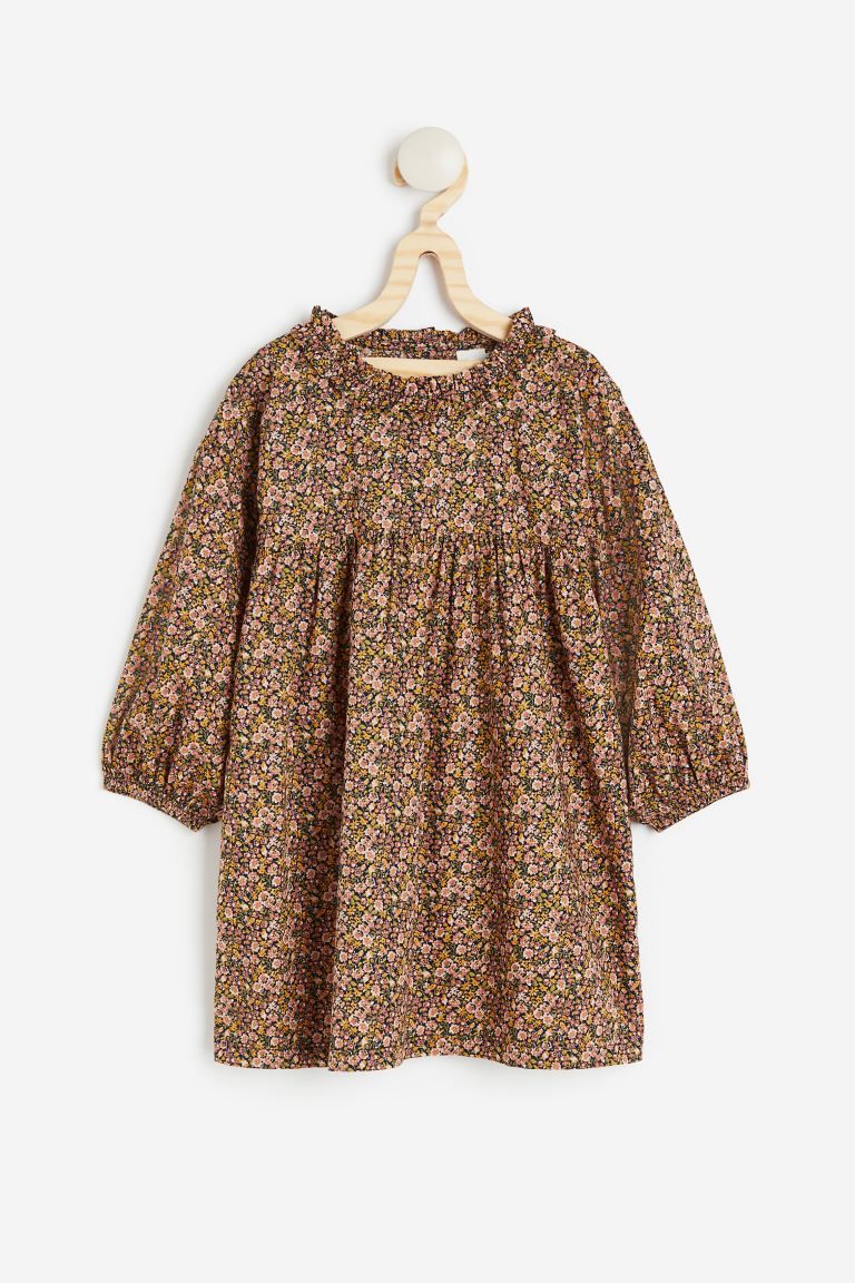 Balloon-sleeved Cotton Dress - Mustard yellow - Kids | H&M US | H&M (US + CA)