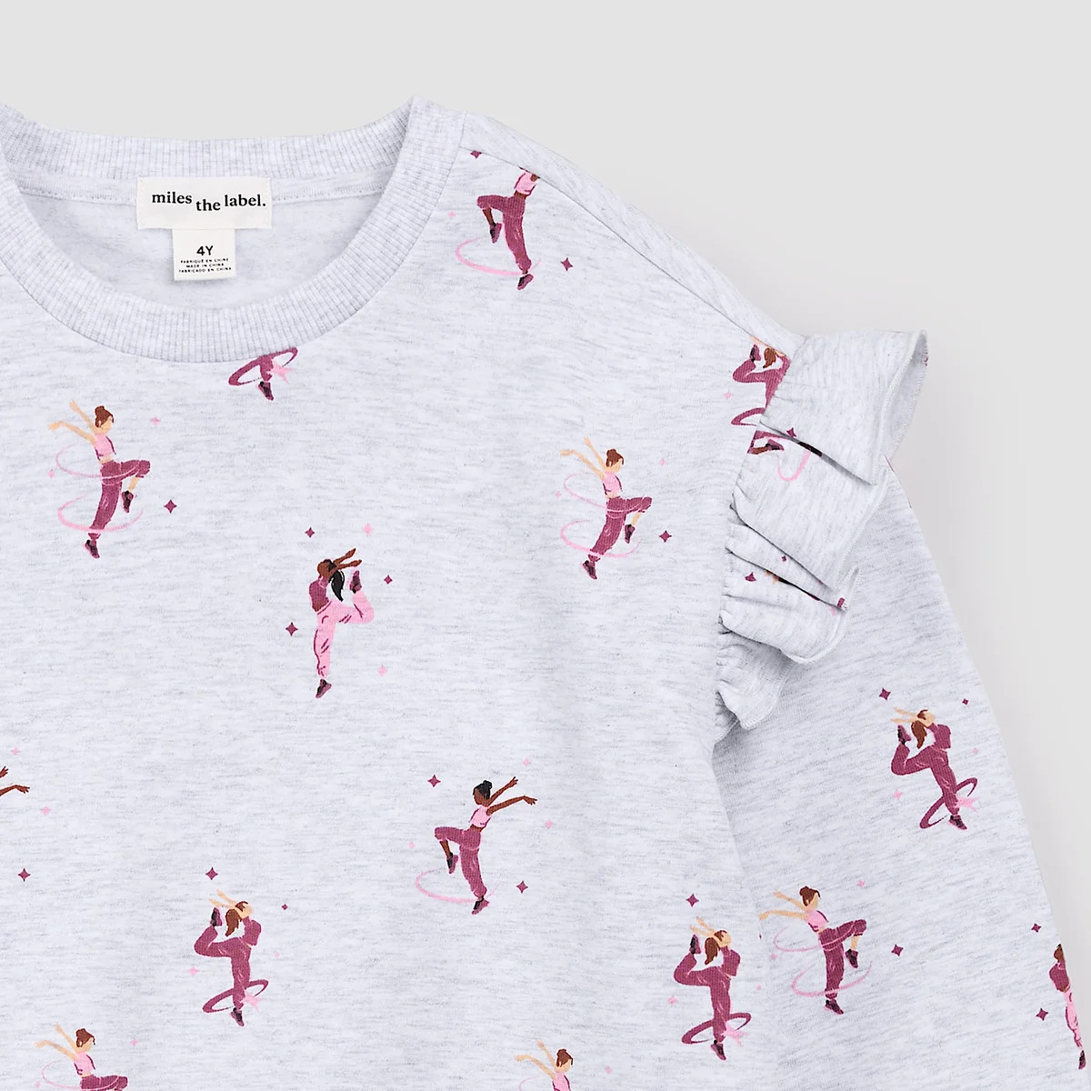 Dancer Print on Light Grey Mix Girl's Sweatshirt | Miles The Label