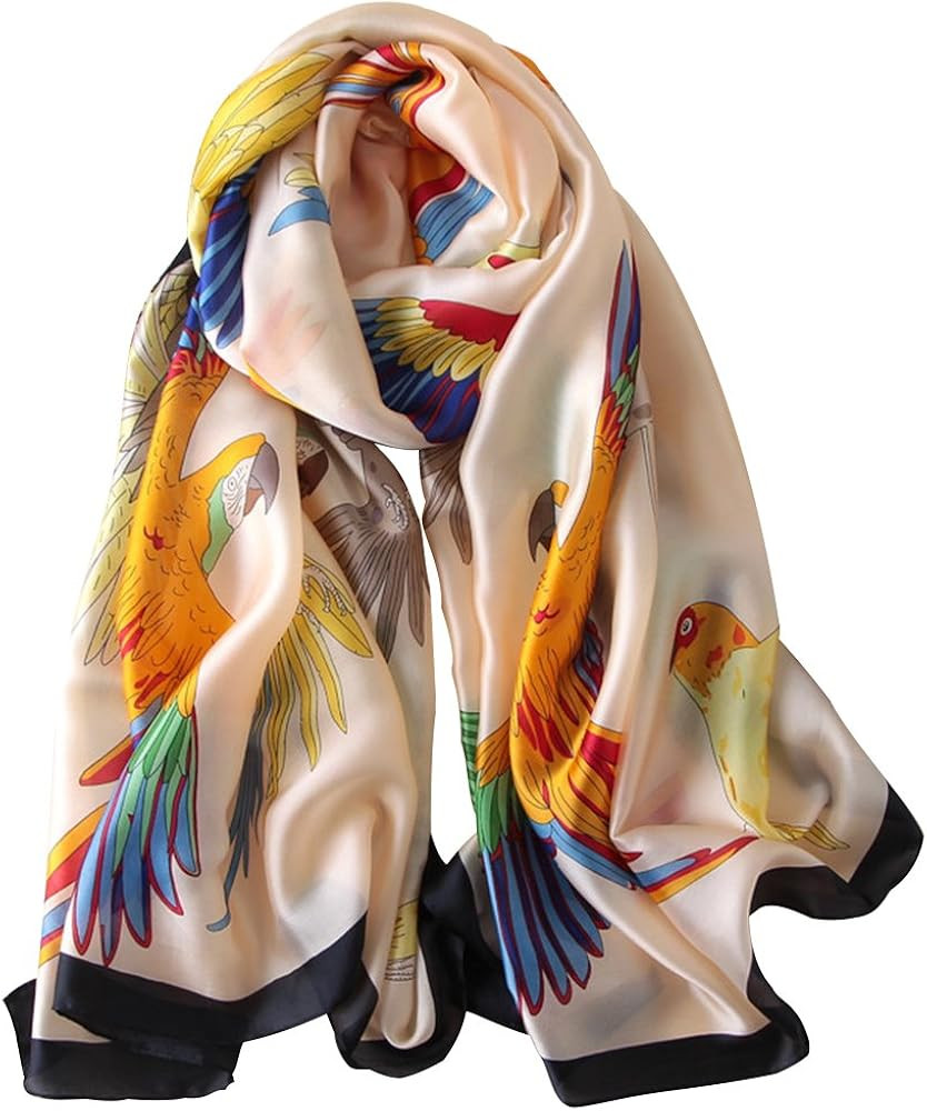 NUWEERIR Womens 100% Large Mulberry Silk Scarf Long Satin Scarf Fashion Lightweight Wraps | Amazon (US)