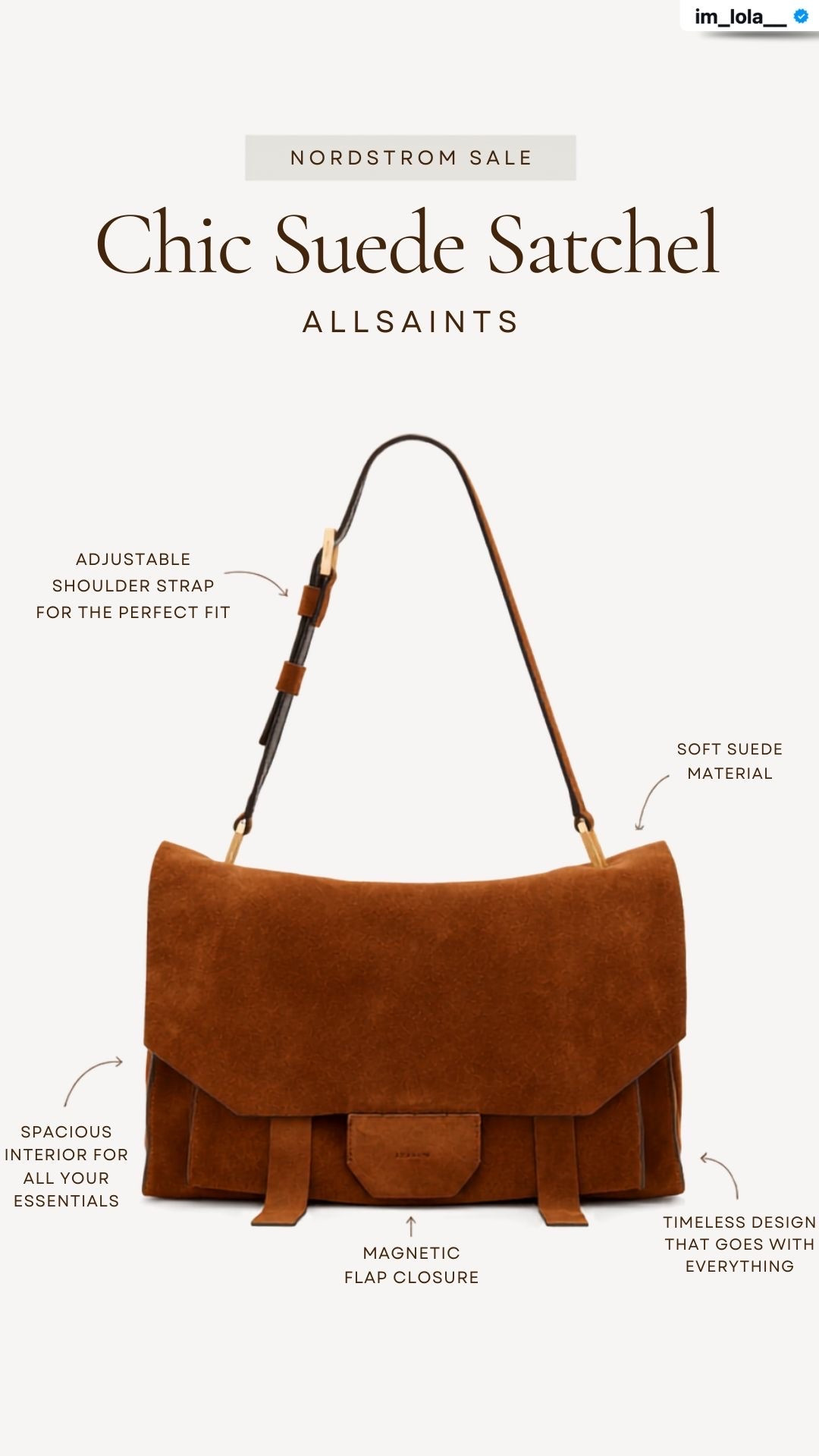 The perfect fall bag is officially here. This AllSaints suede satchel is my favorite NSALE find 🤎

#LTKU #LTKSaleAlert #LTKootd