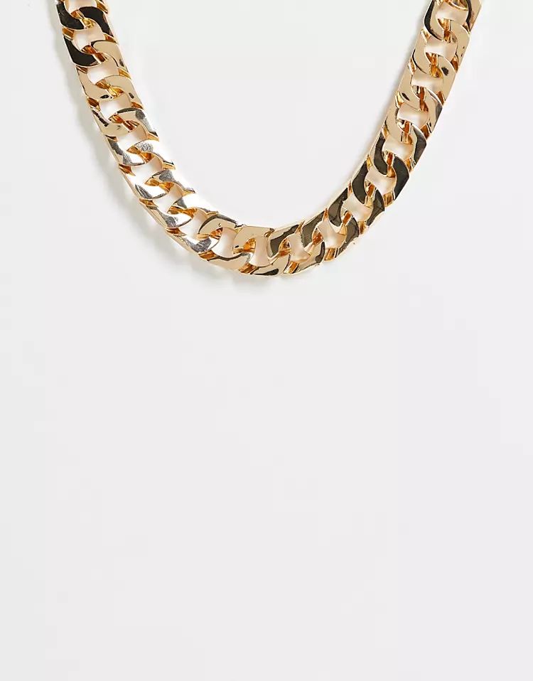 ASOS DESIGN necklace with 17mm curb chain links in gold tone | ASOS (Global)