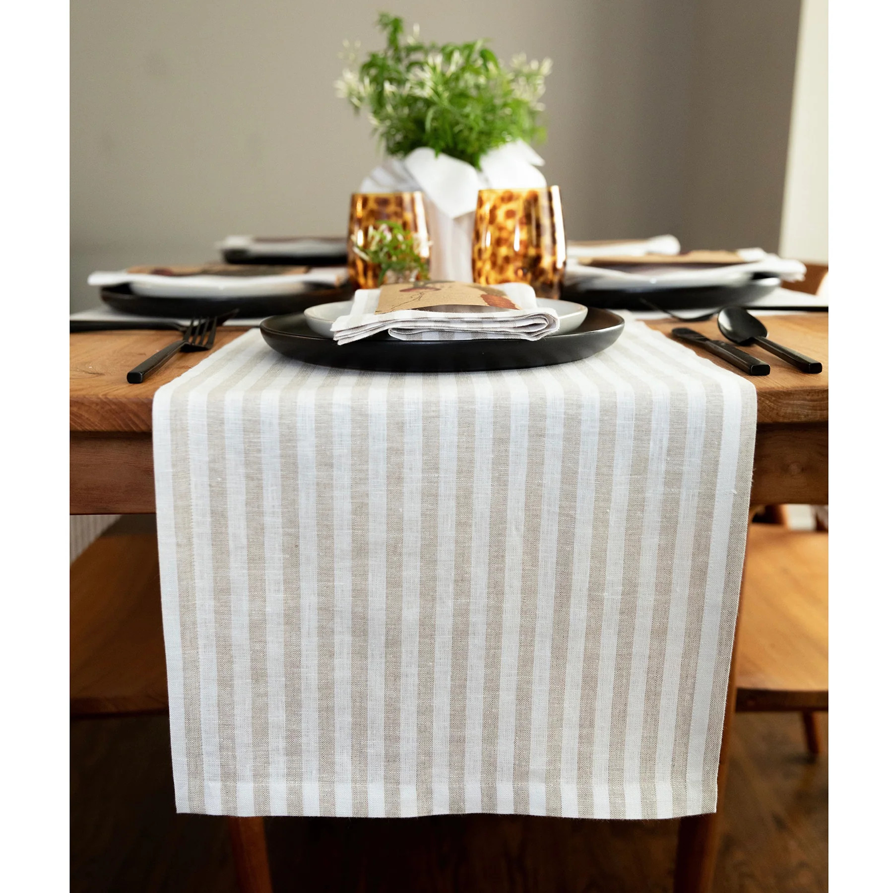 Amalfi Stripe Linen Table Runner | 100% Pure Linen | Solino Home | Solino Home