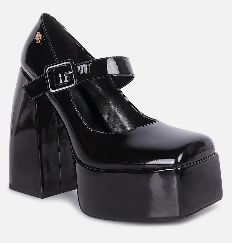 Rag & Co Pablo Black Statement High Platform Heel Mary Jane Sandals - Black - US 5 | Verishop