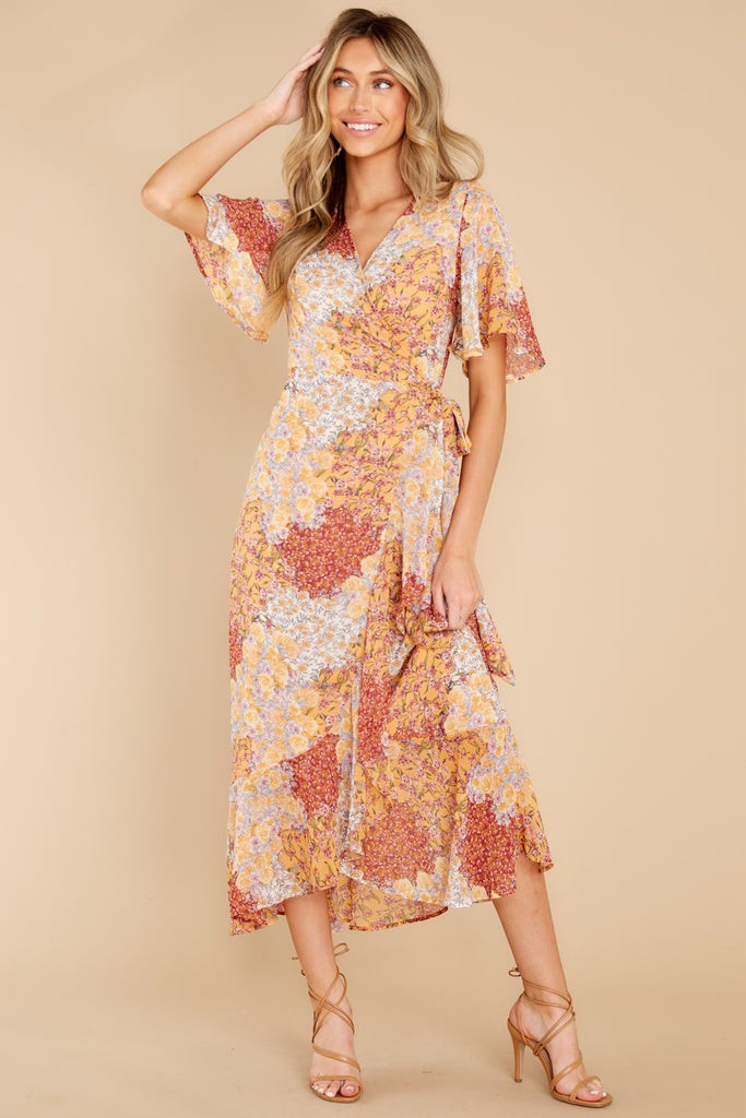 Bright Spark Orange Floral Print Maxi Dress | Red Dress 