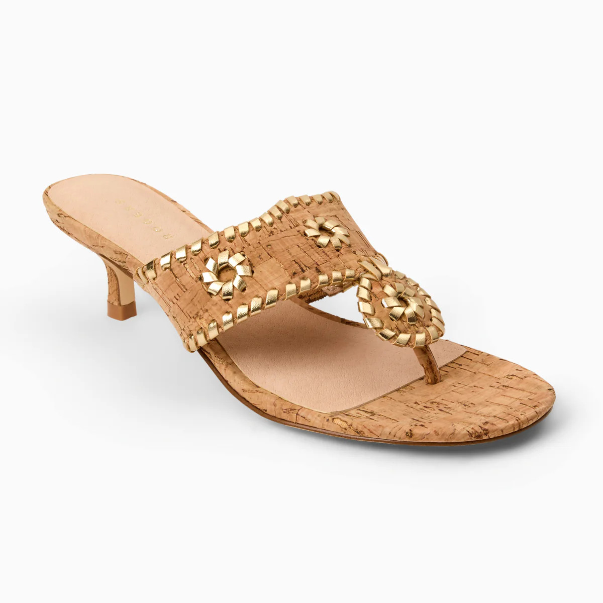 Jack Rogers Cork Gold Kitten Heels — Cork | Jack Rogers