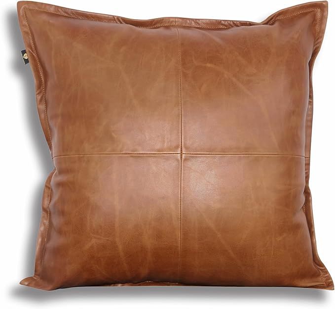 LL LEATHER LOVERS Lambskin Leather Pillow Cover - Sofa Cushion Case - Decorative Throw Covers for... | Amazon (US)