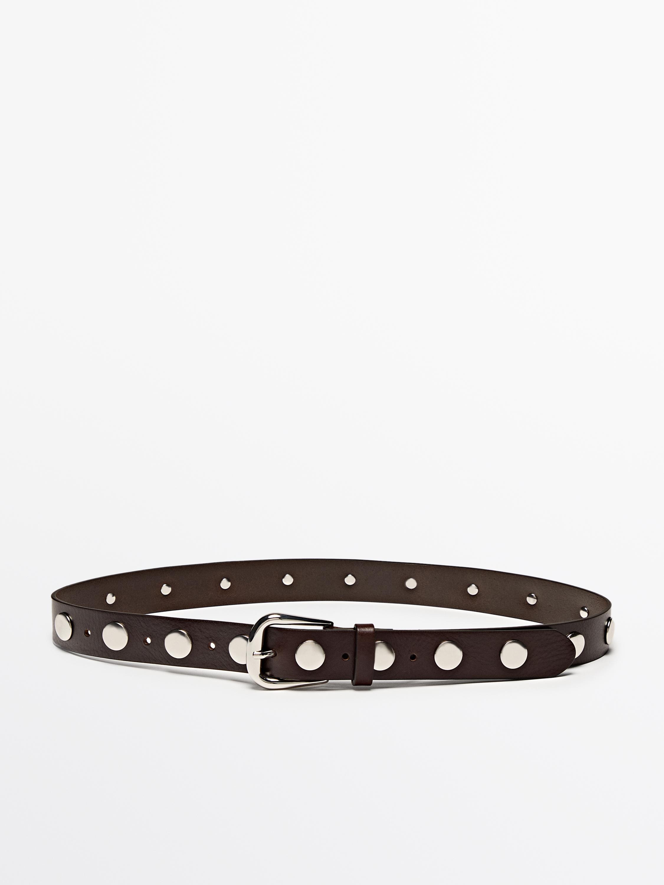 Studded nappa leather belt | Massimo Dutti UK