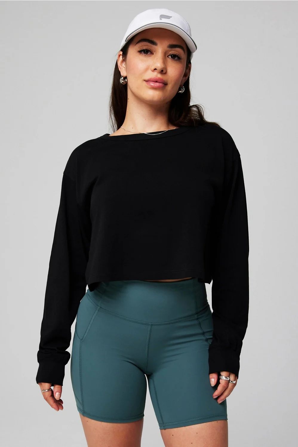 100% Cotton Cropped Boxy Long-Sleeve | Fabletics - North America