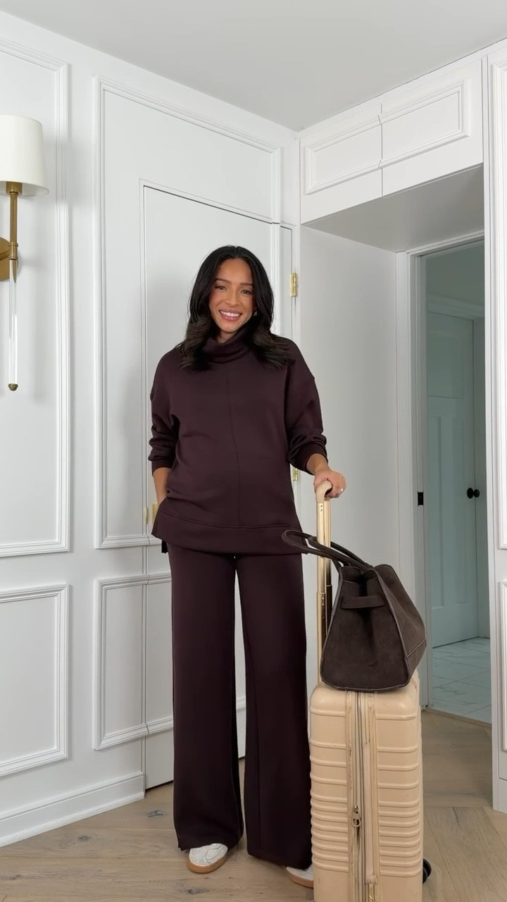 Spanx SALE!! This matching set is so chic and made with the most comfortable fabric! Perfect for travel and working from home 🤎 Wearing size M turtleneck tunic and size S tall wide leg pant - use code NENAXSPANX for 15% off your fist Spanx order! 

Airport outfit 
Travel outfit 
Chocolate brown outfit 
Winter outfit
Winter style
Winter fashion 

#LTKSaleAlert #LTKSeasonal #LTKTravel
