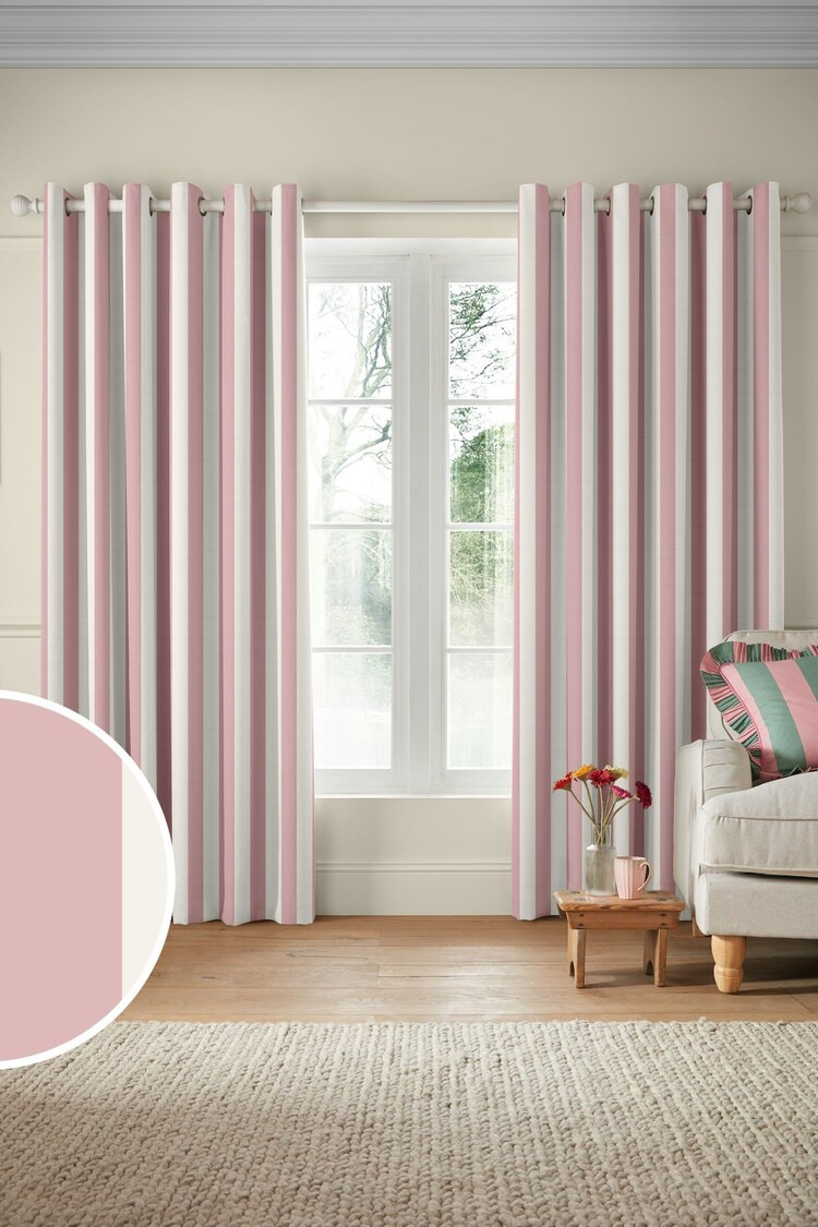 Buy Cath Kidston Pink Canopy Stripe Made to Measure 100% Cotton Curtain from the Next UK online s... | Lipsy