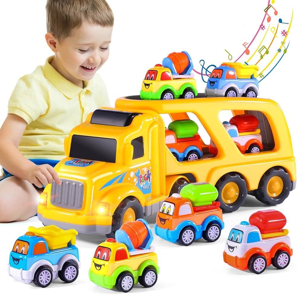 iHaHa Toy Trucks Car for 1 2 3 4 5 Year Old Toddlers Boys, 5 in 1 Carrier Truck Car Construction ... | Amazon (US)