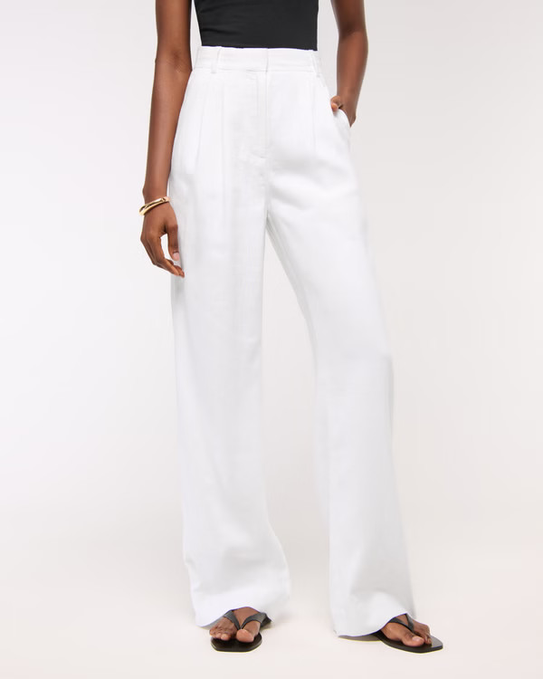 A&F Sloane Linen-Blend Wide Leg Pant | Abercrombie & Fitch (US)