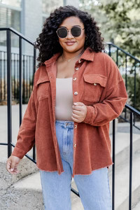 Carry On Camel Corduroy Shacket | Pink Lily