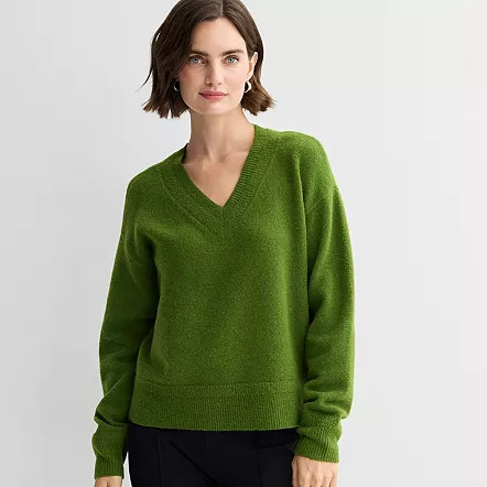 Women's Nine West V Neck Pullover Sweater, Size: Medium, Pink Wine | Kohl's