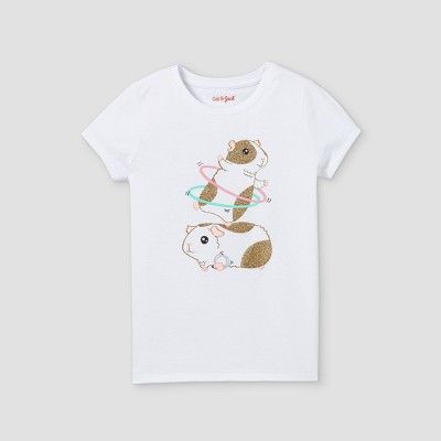 Girls' 'Hula Hoop Hamsters' Short Sleeve Graphic T-Shirt - Cat & Jack™ White | Target