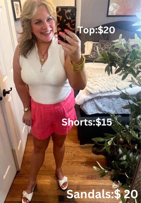 Summer heatwave saving’s outfit here!
These Birkenstock Madrid Big buckle dupe sandals are on sale this week for $20.
These linen shorts are so comfortable, especially in this heat come in 8 different colors. They are only $15
And this ‘90’s inspired half zip pullover sleeveless top is only $20.
You CAN look cute on this heat without spending a bundle!

Shorts, sandals, sleeveless, affordable outfits, Target, Amazon, travel outfits, vacation outfits, comfortable clothes, summer sale

#LTKSaleAlert #LTKSummerSales #LTKFindsUnder50