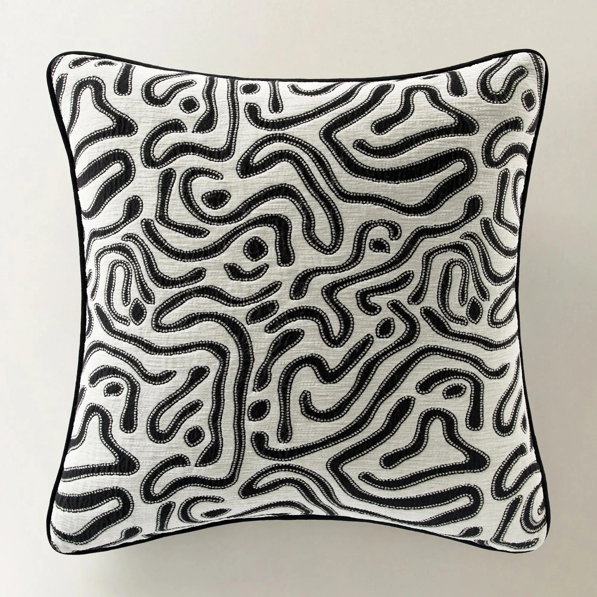 Abelia Pillow 22" - Ivory/Black | Z Gallerie