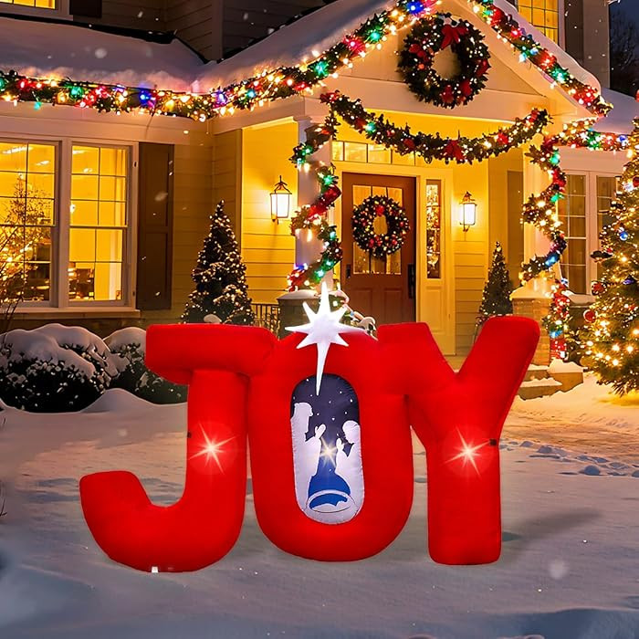 5 FT Wide Christmas Inflatable Outdoor Nativity Scene Inflatables Decoration with LED Lights Xmas... | Amazon (US)