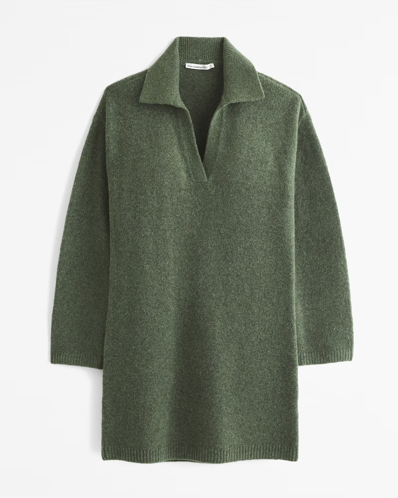 Women's Long-Sleeve Collared Cable Mini Sweater Dress | Women's New Arrivals | Abercrombie.com | Abercrombie & Fitch (US)