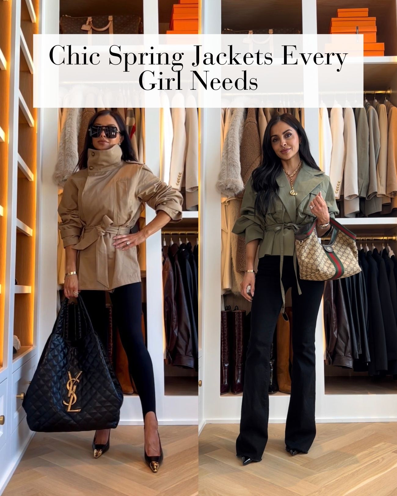 Spring jackets every woman needs, miamiamine spring transition outfits, wearing a revolve cropped trench and lovers and friends cropped green jacket. Styled with my favorite commando stirrup leggings and the most flattering jeans by Veronica beard, wearing an XS and 24 in all.

Denim outfits, trench coats, leggings, Gucci giglio bag 

#LTKSeasonal #LTKOver40 #LTKootd