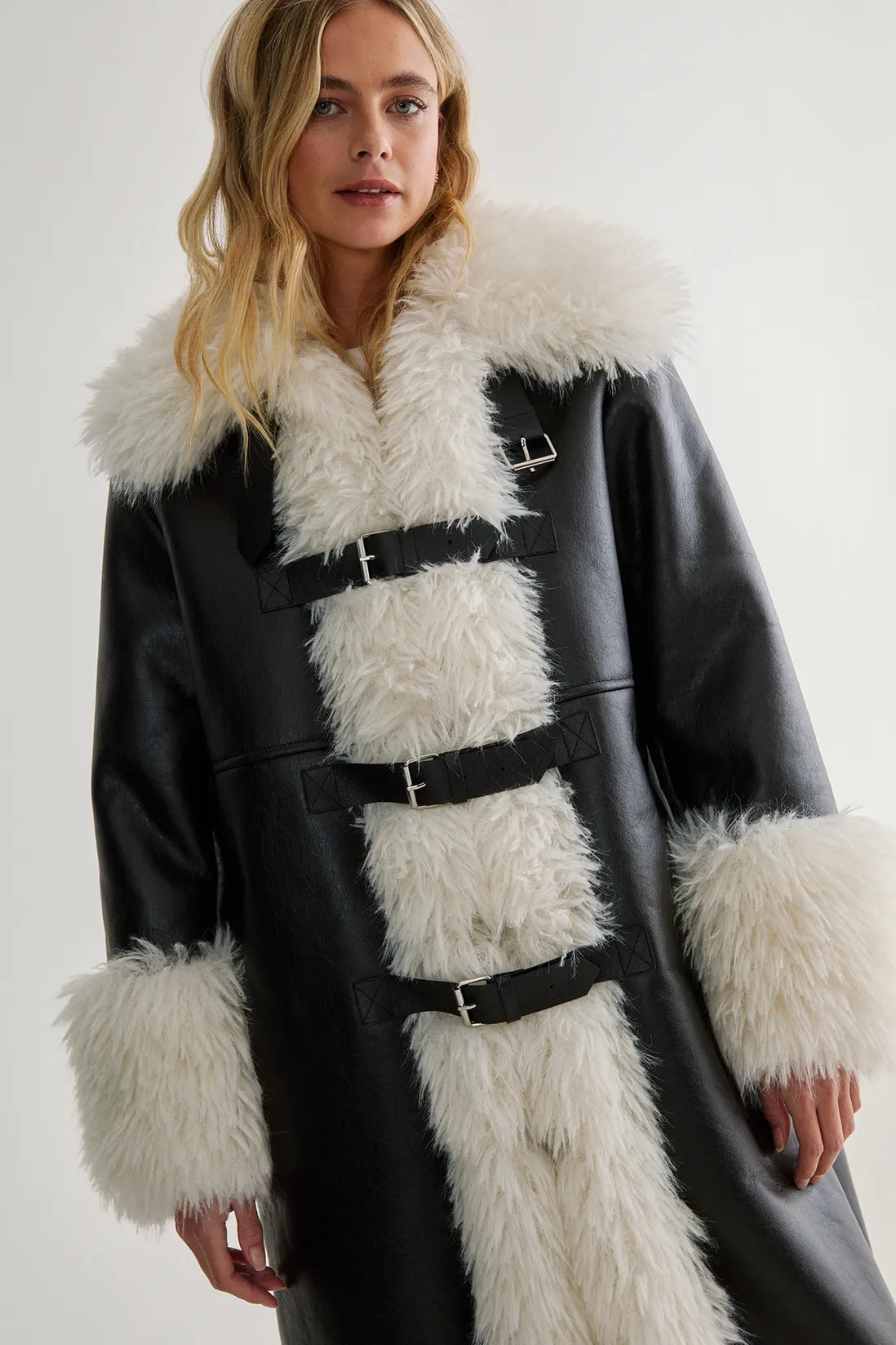 Plush Collar Bonded Maxi Aviator | Nasty Gal US