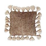 Creative Co-Op Woven Cotton and Jute Tassels Pillow, 18" L x 18" W x 2" H, Natural | Amazon (US)