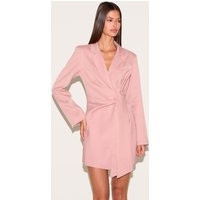 Pink Woven Blazer Side Tie Mini Dress | PrettyLittleThing US