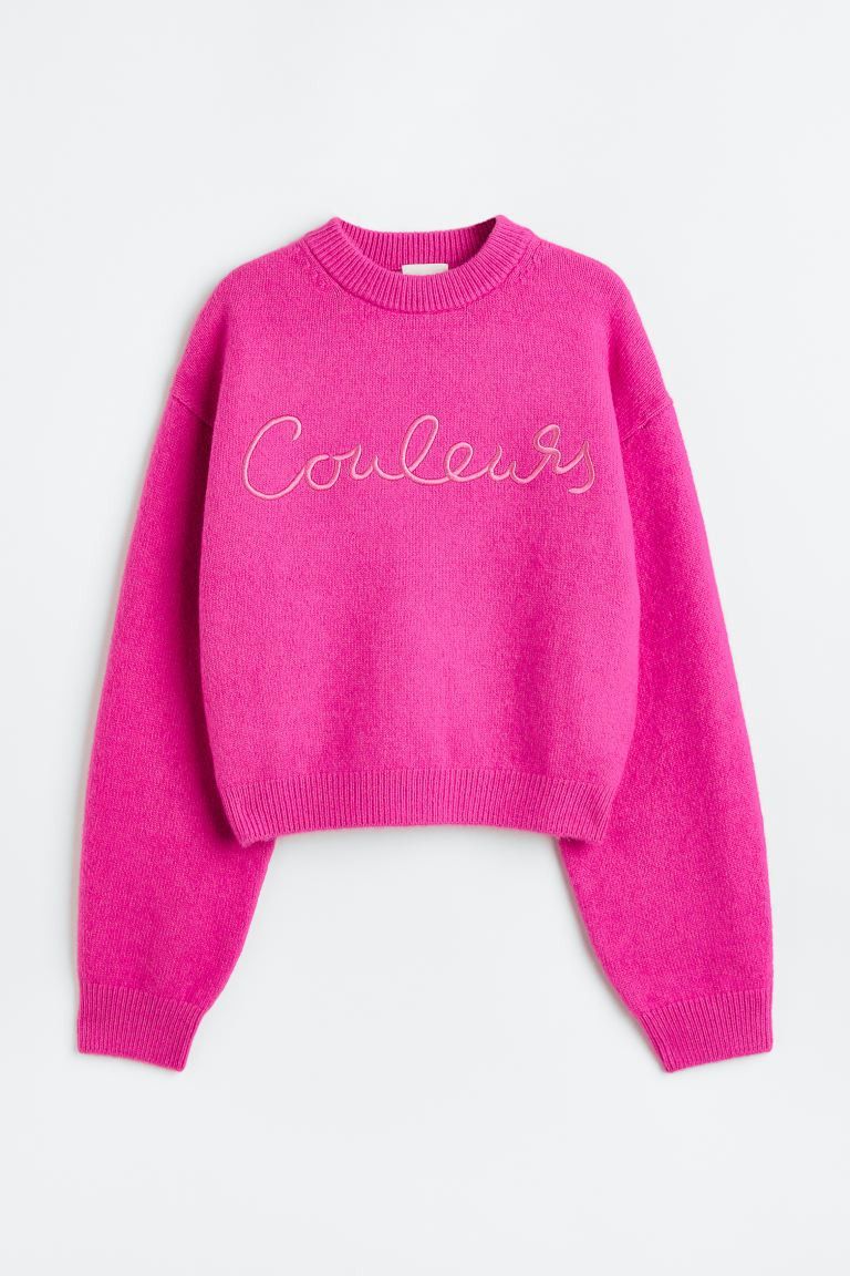 Embroidered Sweater | Hot Pink Sweater Sweaters | HM Sweater Outfit | Spring 2023 Fashion | H&M (US + CA)