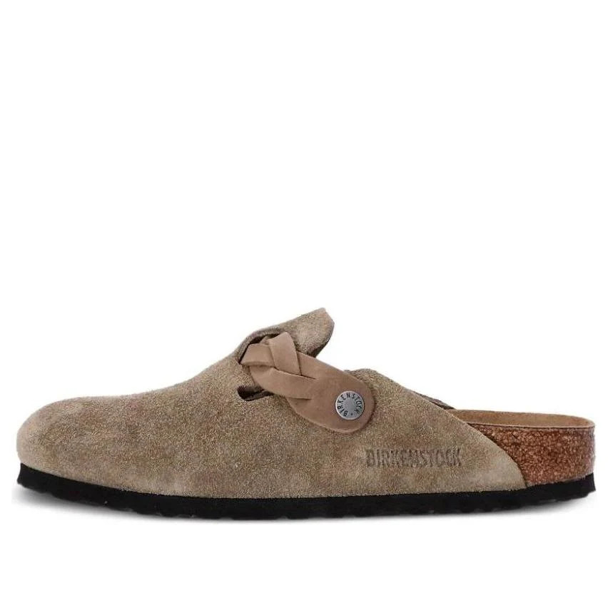 (WMNS) Birkenstock Boston Braided Suede Leather Sandals 'Taupe' 1026694 | KICKS CREW